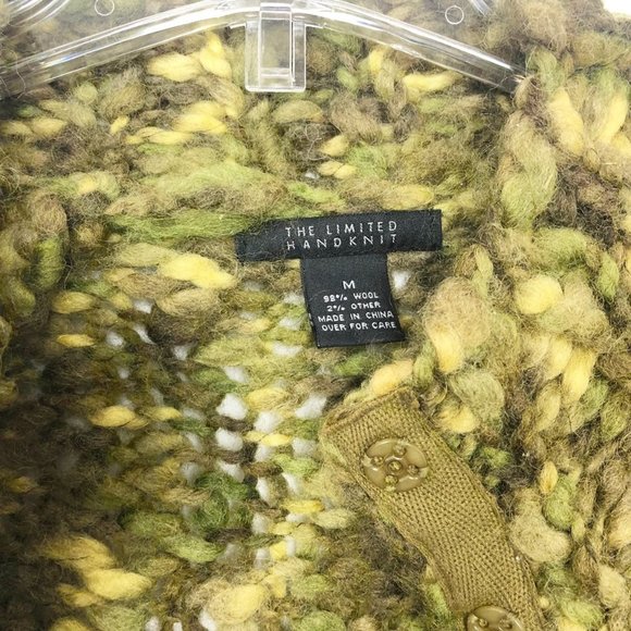 THE LIMITED Handmade Green Wool Woven Cardigan M - Picture 2 of 5